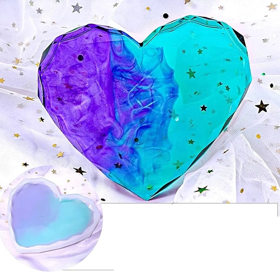 5inch diamond mould1 Diamond Heart silicone mould 5inch 12mm depth min qty 12pcs..PO. - Image 1