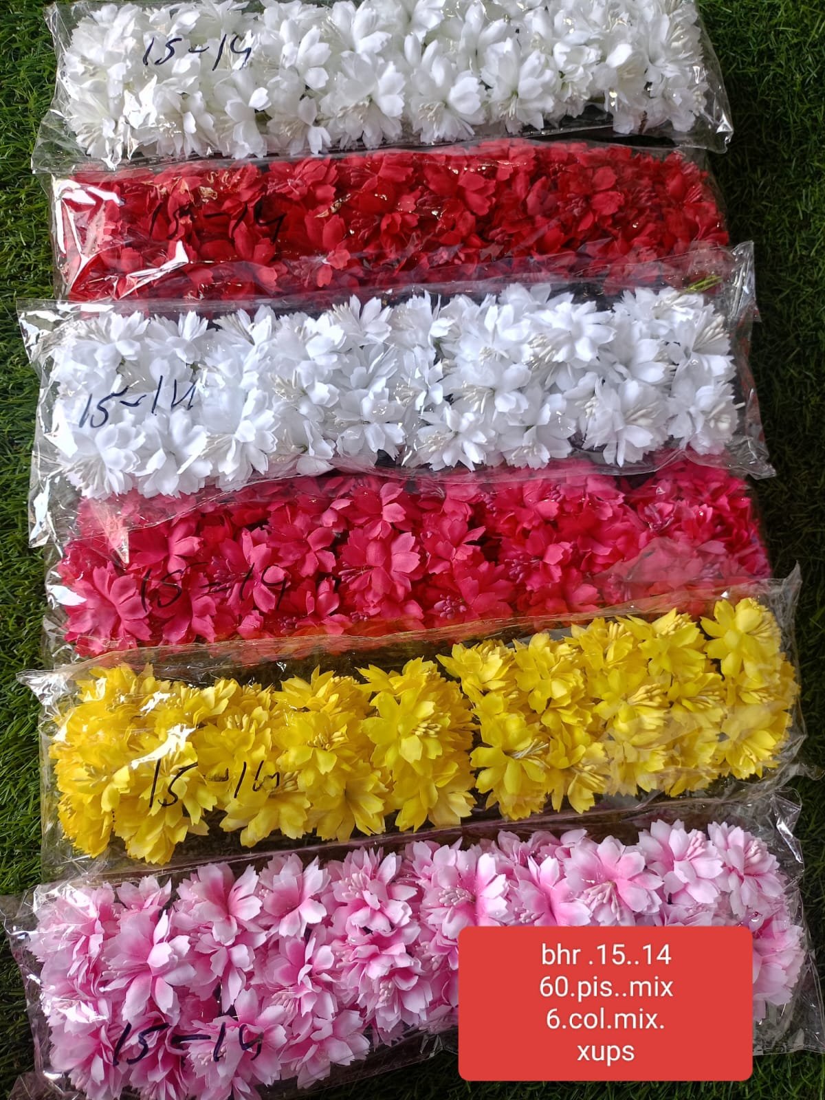 WhatsApp Image 2024-10-19 at 5.19.57 PM (2) ARTIFICIAL FLOWERS 6.colr.mix 60.pis Qty-1 pkt - Image 1