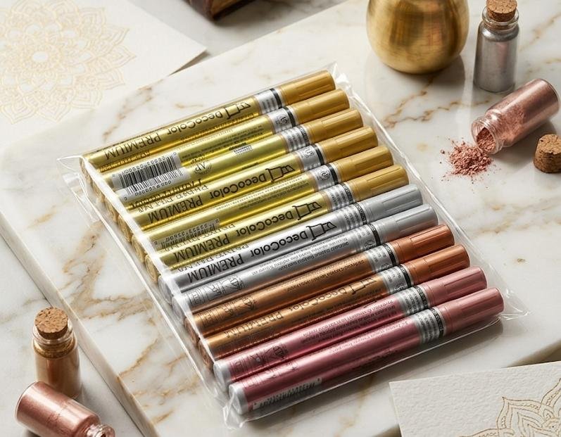WhatsApp Image 2026-03-26 at 6.32.49 PM Deco Marker Sse/Min.Qty-12 Pcs pkt 6 pcs gold 2 silver 2 rose gold 2 copper - Image 1