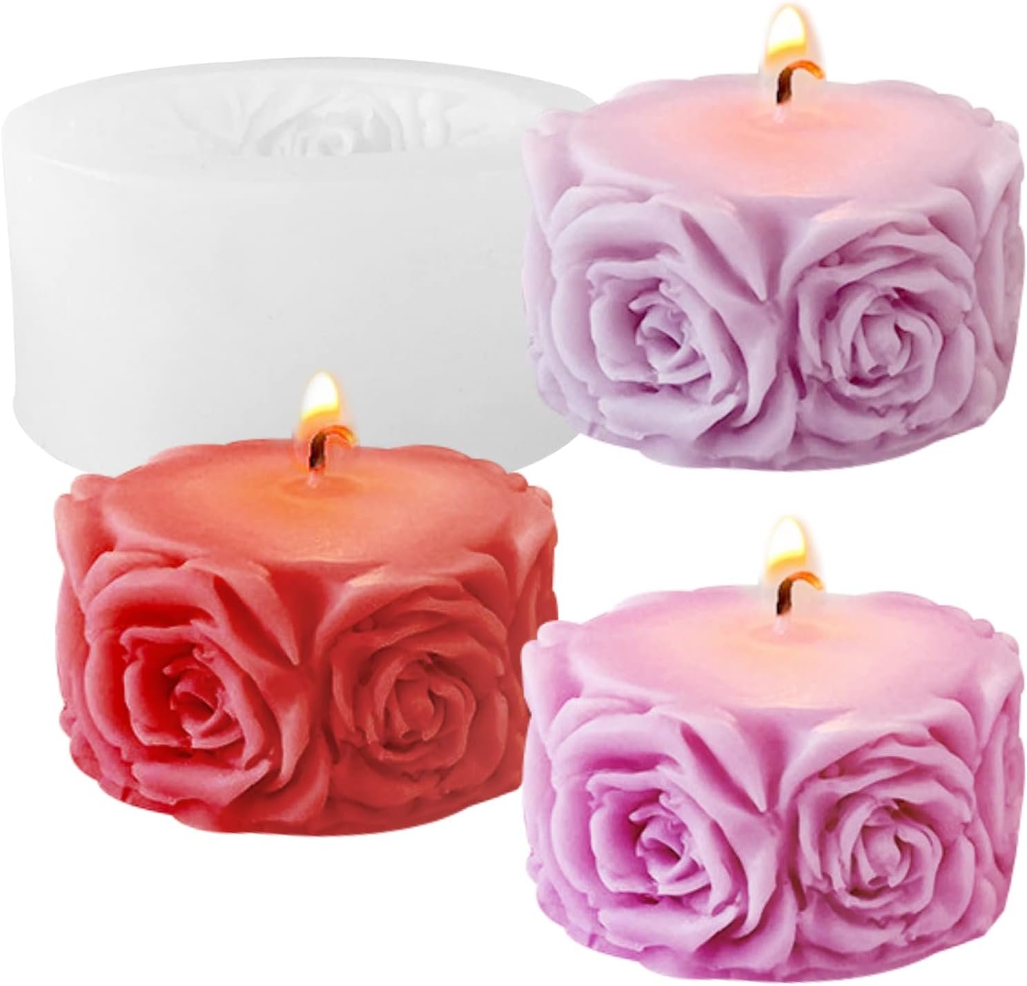 642579a3b92c8912d149991e-rose-flower-column-candle-molds Candle mould QTY-min 12 pcs size-9.2*7.7 - Image 1