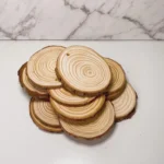 Wodden slices size-13.5cm QTY-min 12 pcs shape round