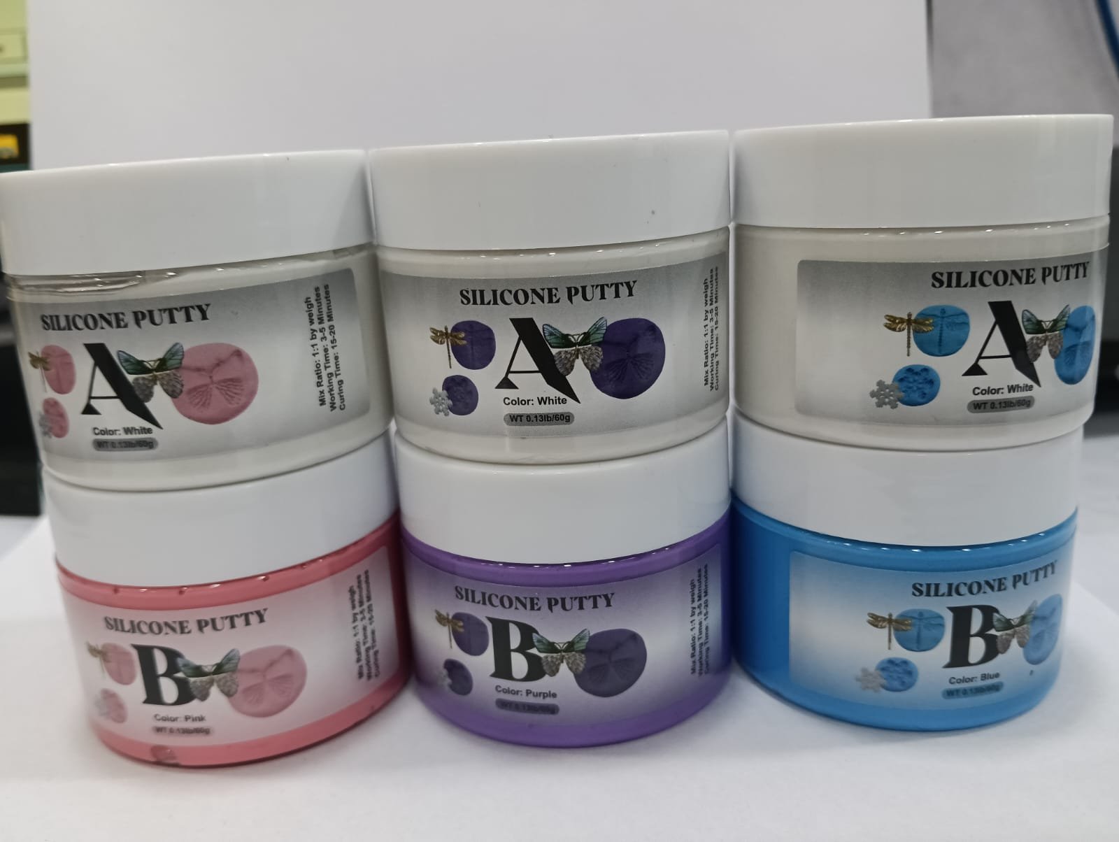 WhatsApp Image 2025-05-27 at 6.19.23 PM silicone putty 2 pcs set 60 gram each bottle 3 colours - Image 1