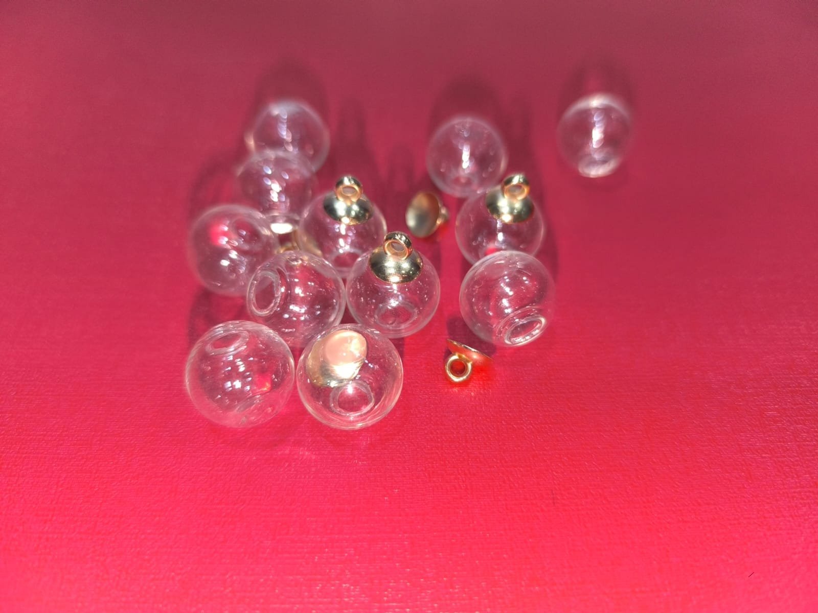 WhatsApp Image 2025-07-02 at 6.15.48 PM round mini empty glass bottle with golden cap 12 pcs pkt - Image 1
