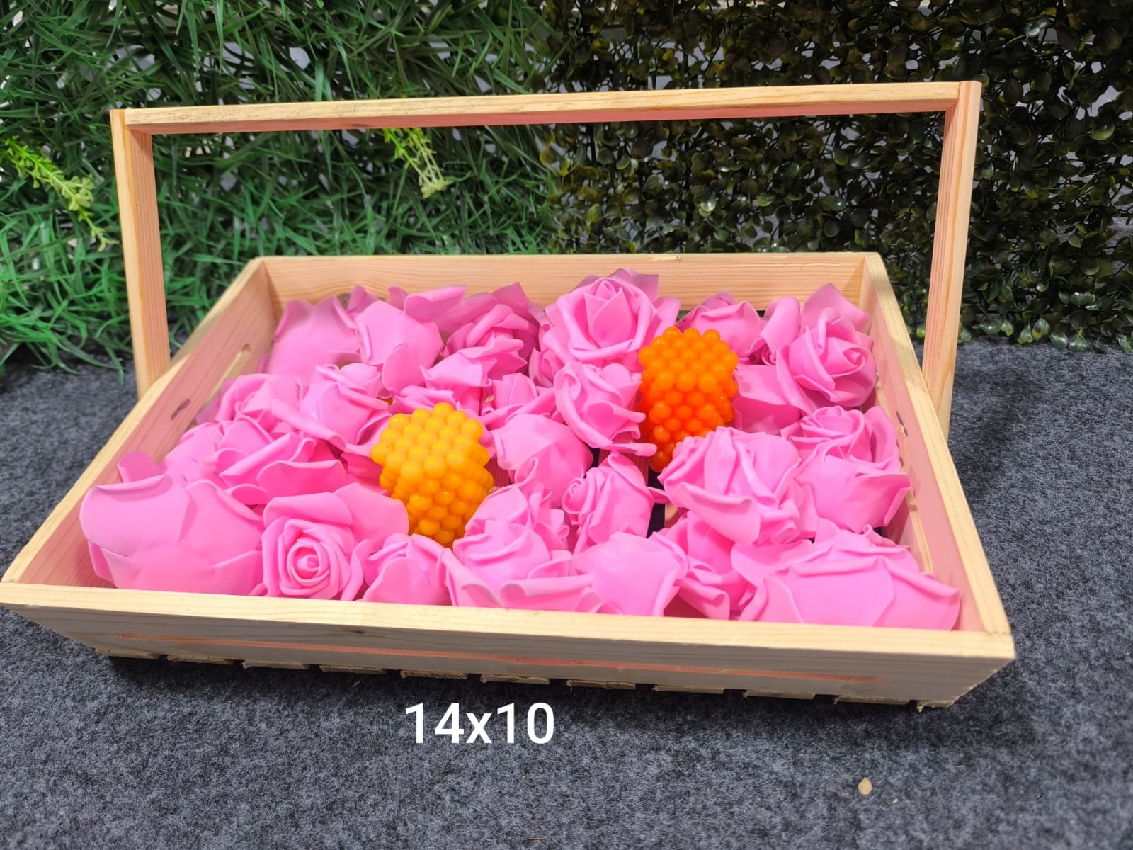 WhatsApp Image 2025-07-08 at 6.15.52 PM Wooden Basket with handle size 40x10x3 - Image 1