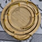 3 pcs round gold  handle tray set 11"14"9"