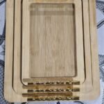 3 PCS rectangle gold handle Tray set 15"13"11"