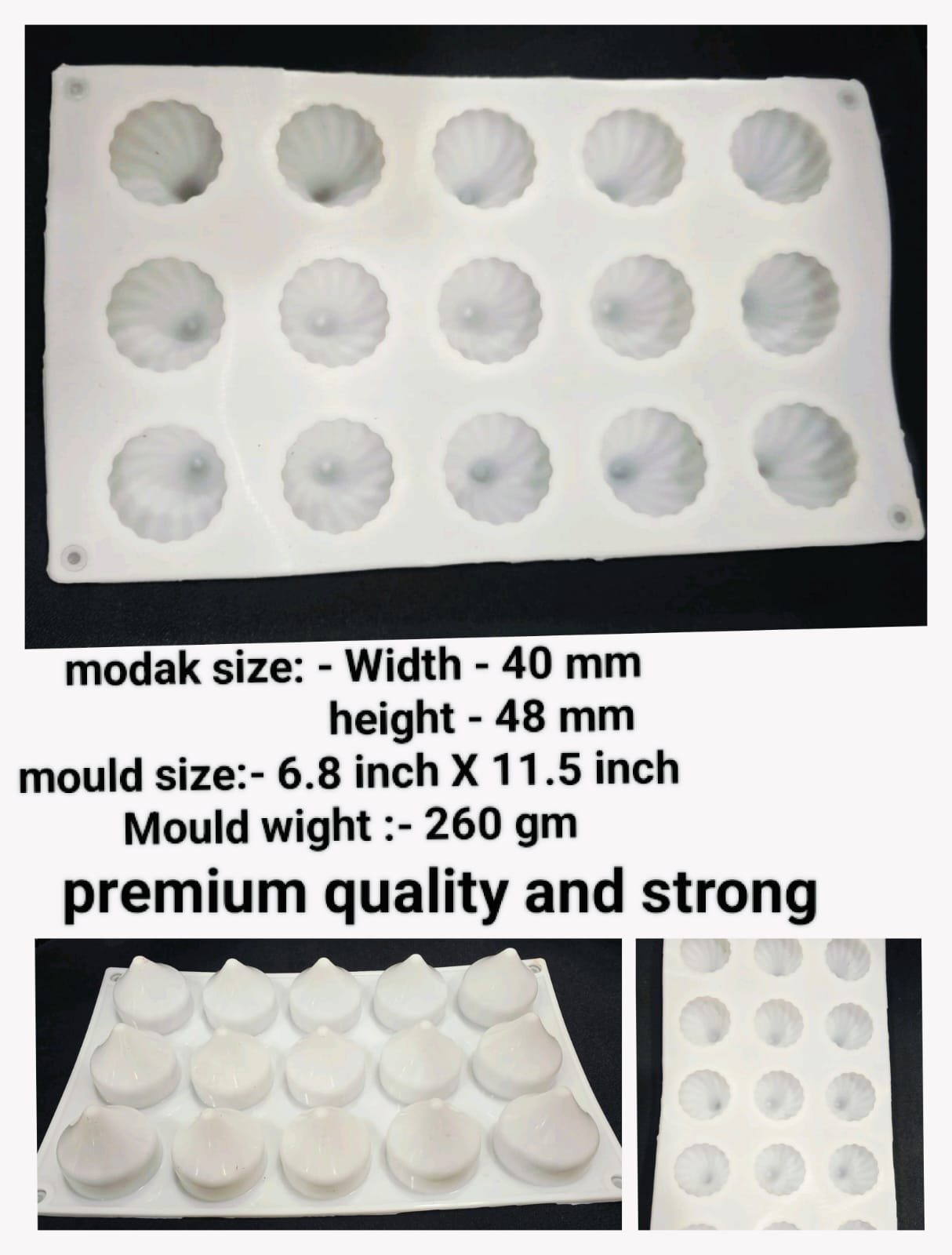 WhatsApp Image 2025-09-16 at 6.59.27 PM 15 cavity modak candle mould - Image 1